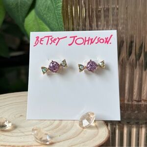 NWT Betsey Johnson Purple and Gold Bow Earrings